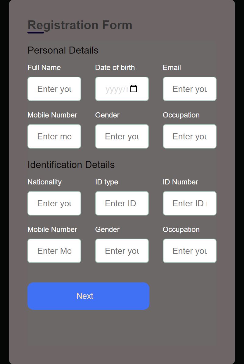 Registration Form project preview